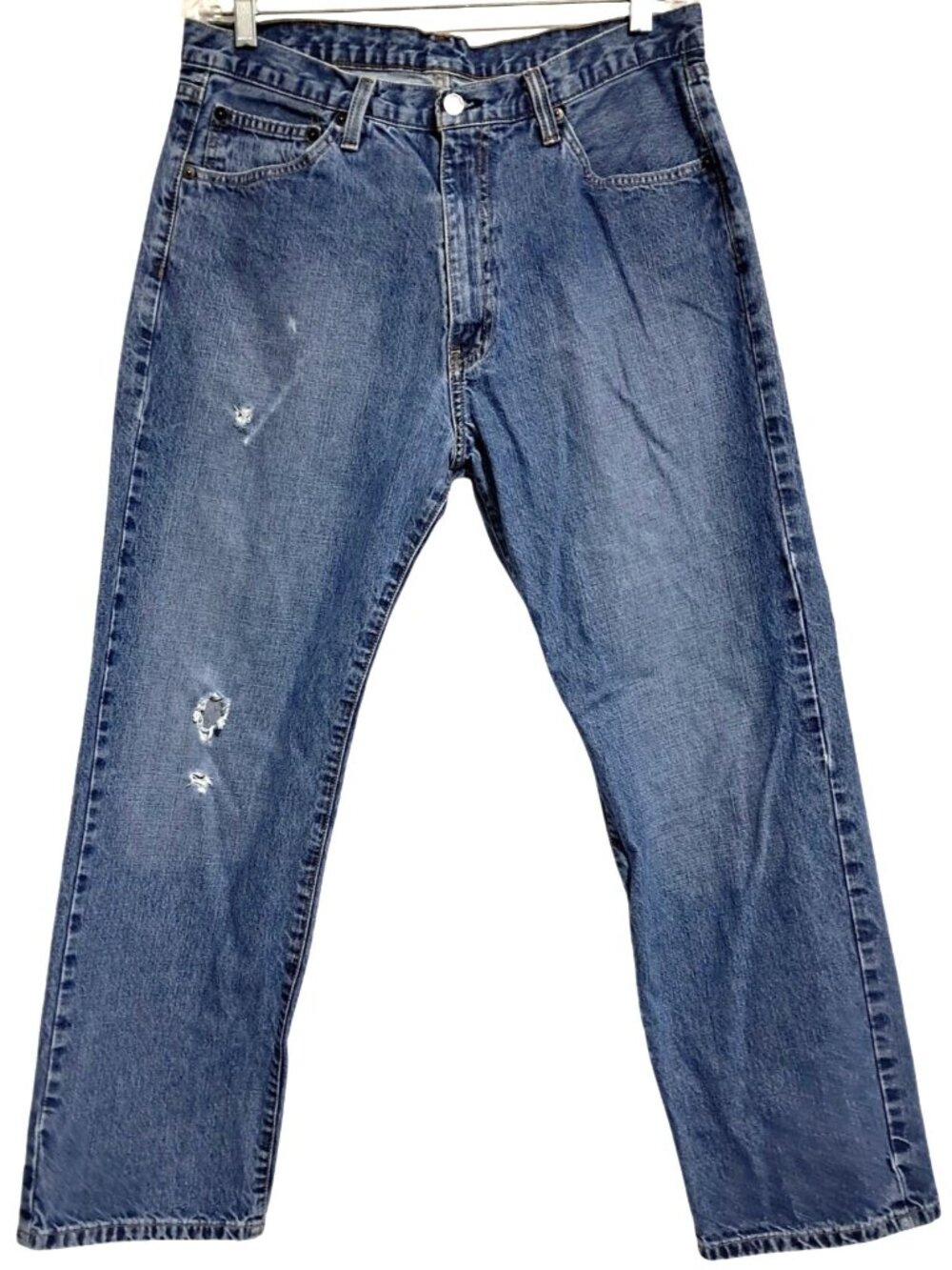 Polo Ralph Lauren Jeans Mens Size 34 Distressed Easy Fit Straight Leg Blue Denim